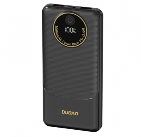 Nešiojamas įkroviklis - akumuliatorius 10000mAh 2xUSB + USB C 22.5W juodas Dudao K12 